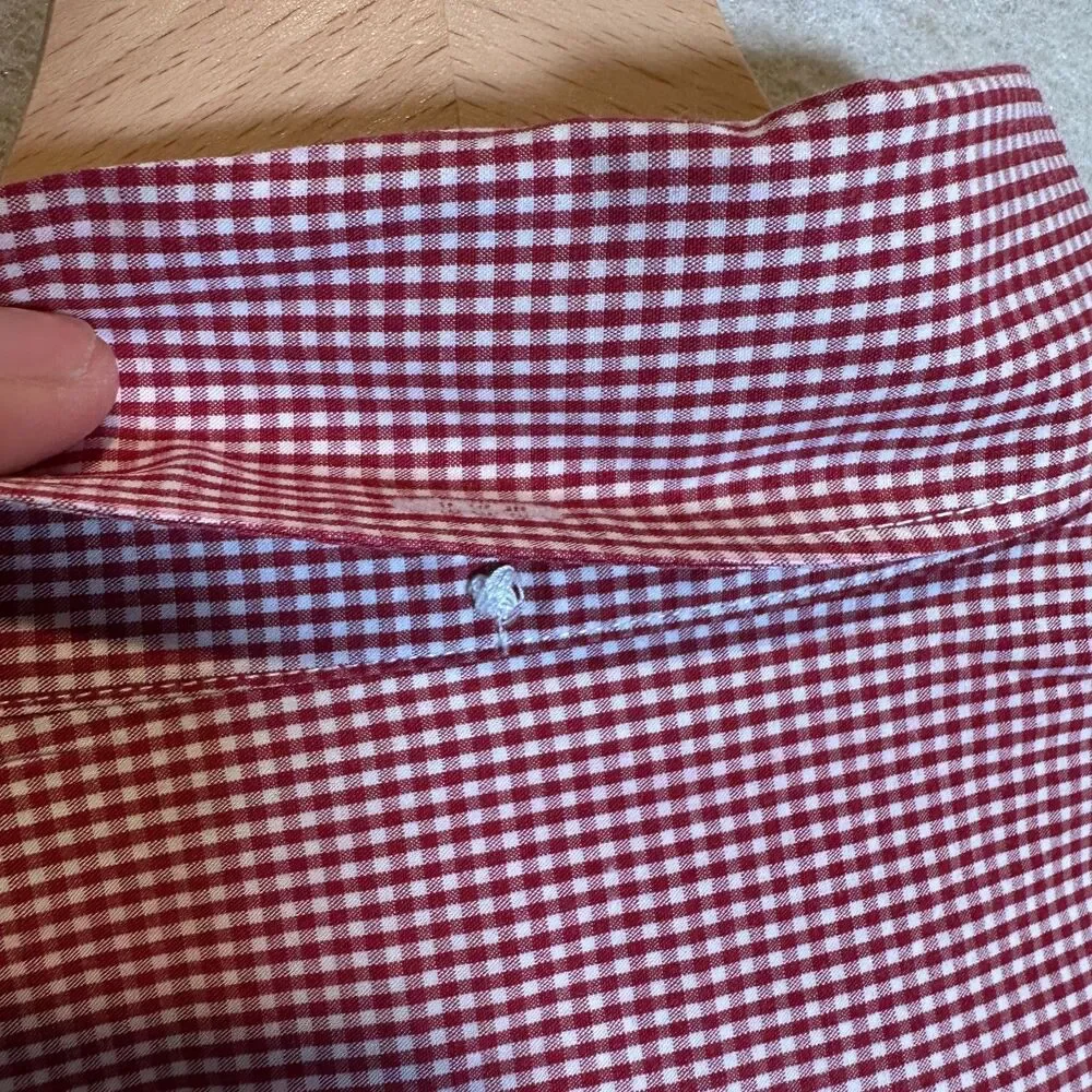 Vintage 90s Banana Republic Red Gingham Shirt Men's M Made Hong Kong Preppy